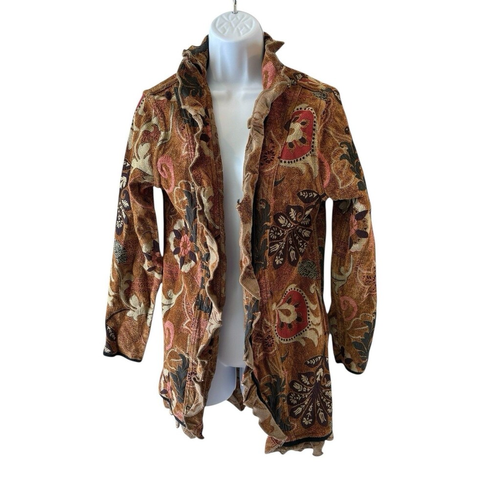Trimdin S? Brocade Jacket Blazer Wearable Art Floral Reversible Provence Garden